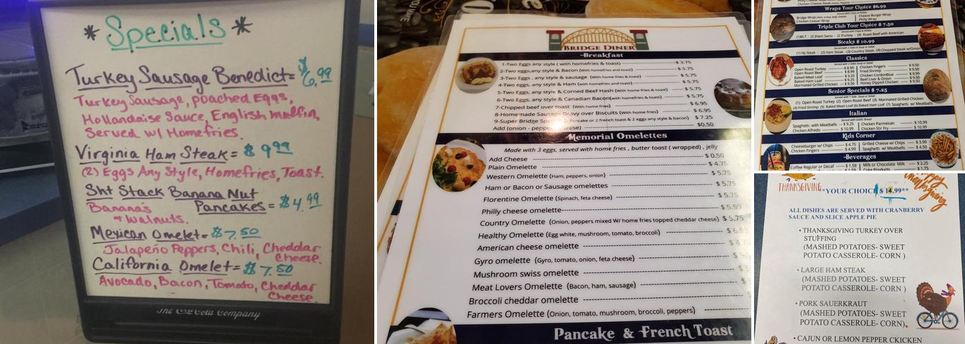 Bridge Diner Menu