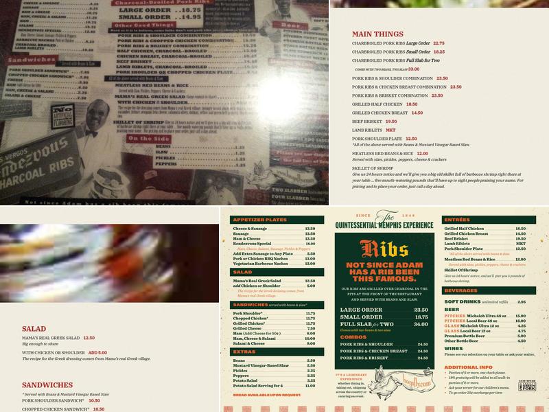 Rendevous Ribs Shipping Menu