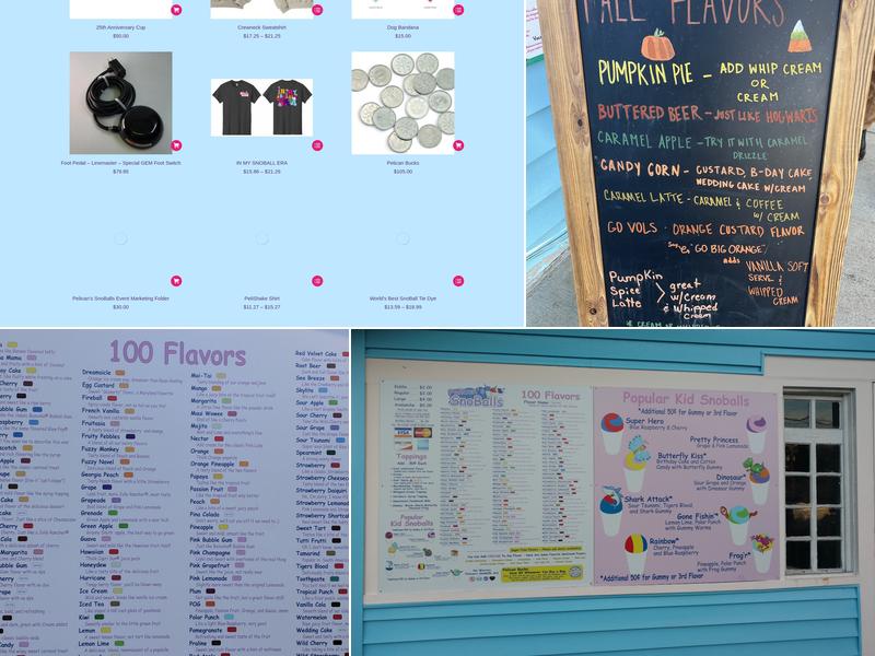 Pelican's SnoBalls Menu