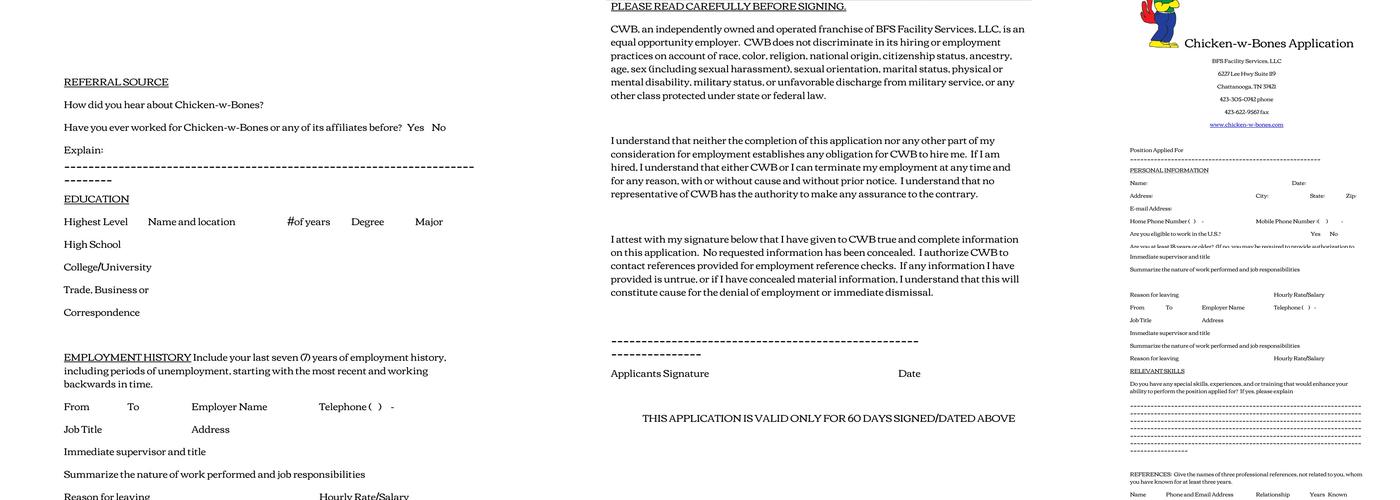 Chicken-w-Bones Menu