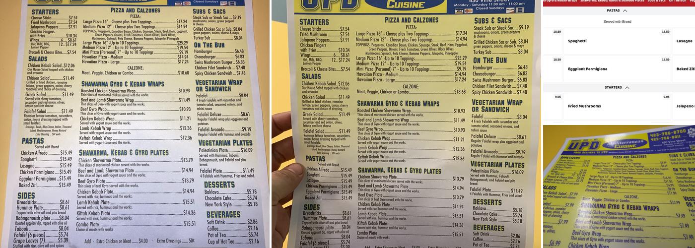 University Pizza Deli and Mediterranean Cuisine Menu