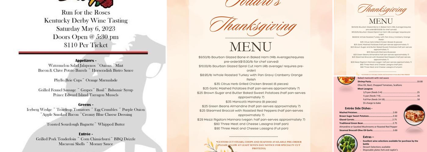 Todaro's Party Center Inc Menu