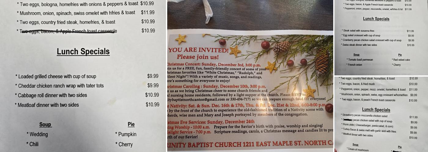 The Crows Nest Diner Menu