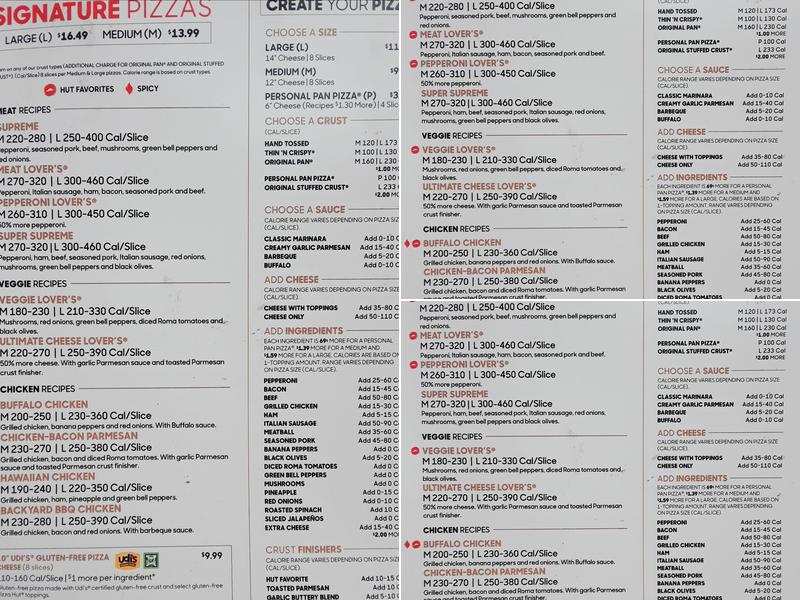 Pizza Hut Menu