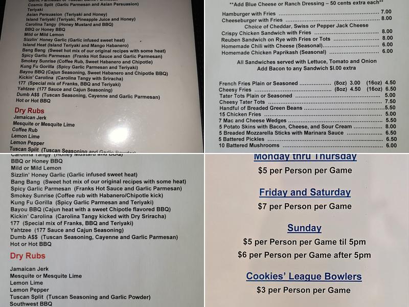 Cookies' 10 Pin Menu