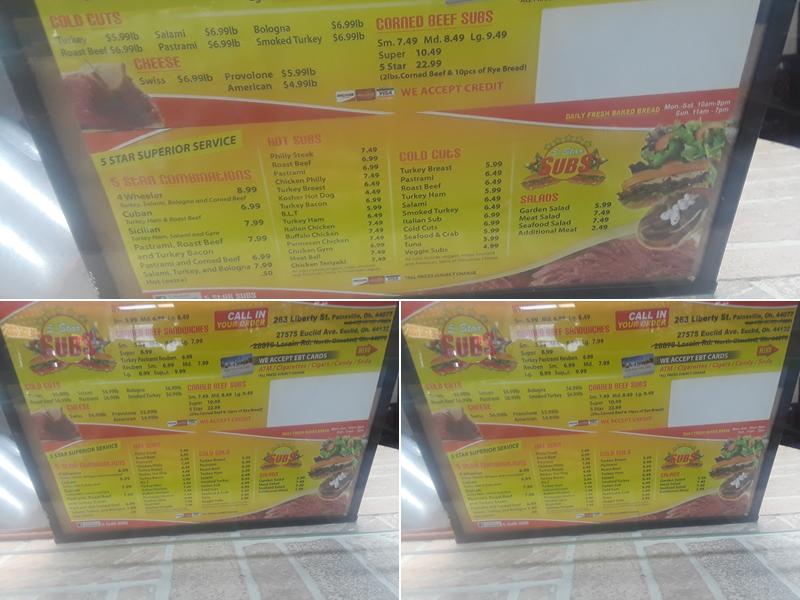 Five Star Subs Menu