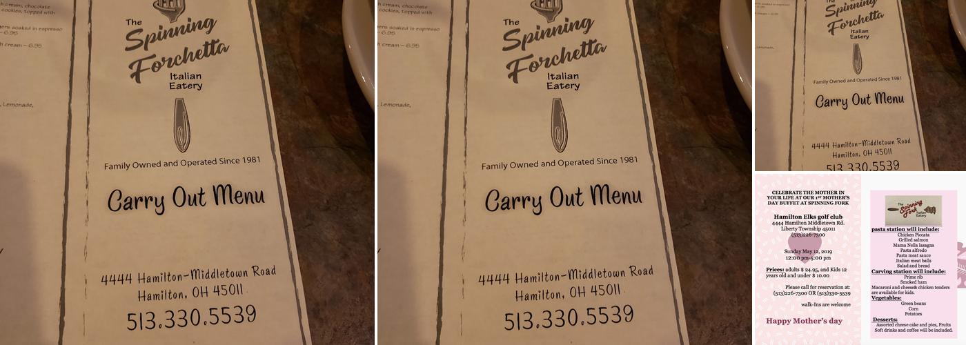 The Spinning Forchetta Menu