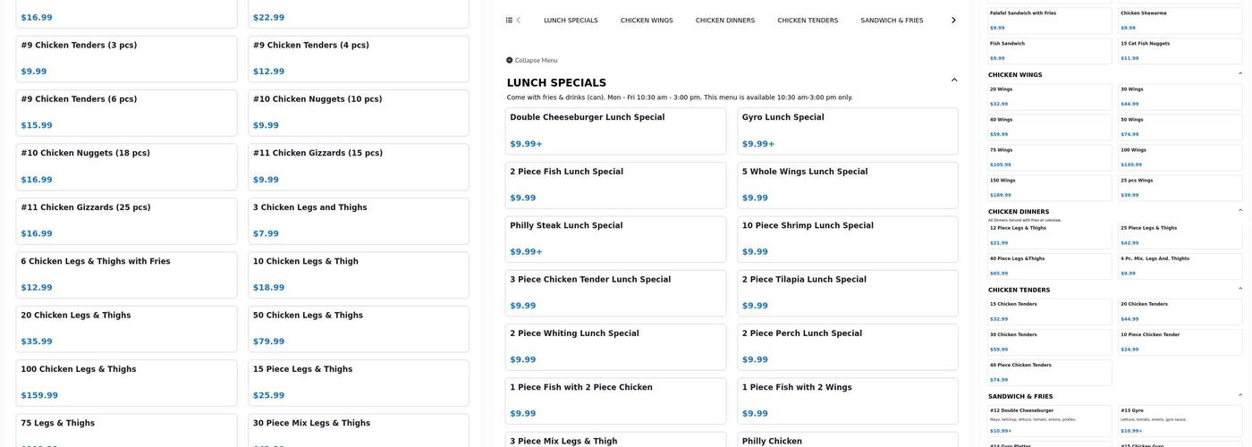 Hooks Fish And Chicken Menu