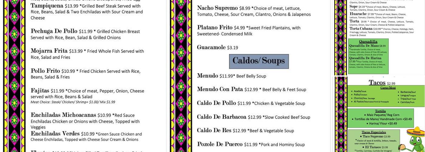 El Grillo Taqueria Menu