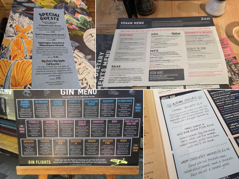 Zizzi - Hitchin Menu