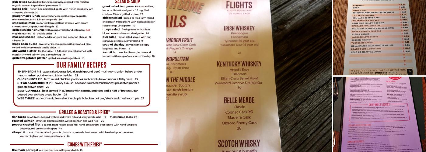 McGonigel's Mucky Duck Menu