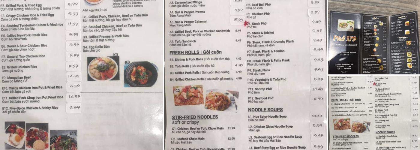 Pho Dalat Menu