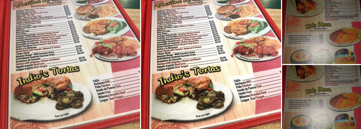 Indios Menu