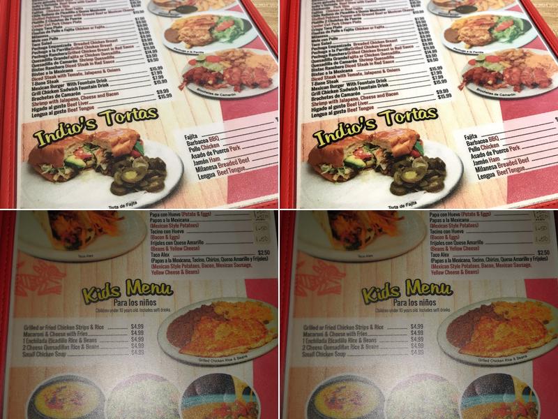 Indios Menu