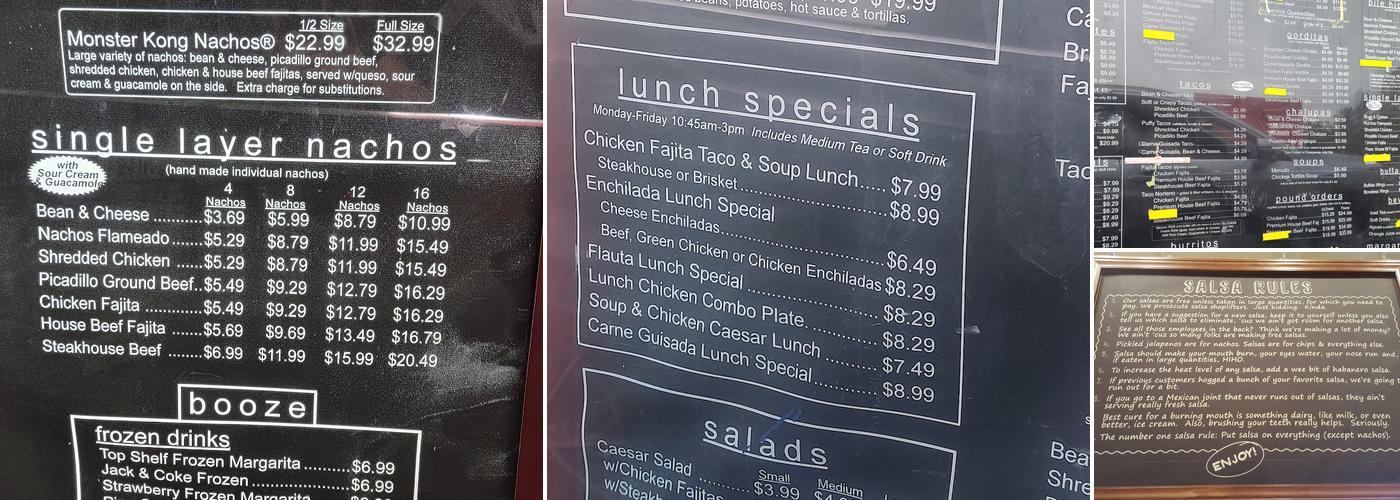 Chacho's Menu