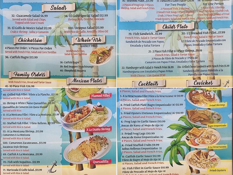 El Golfo De Mexico Menu
