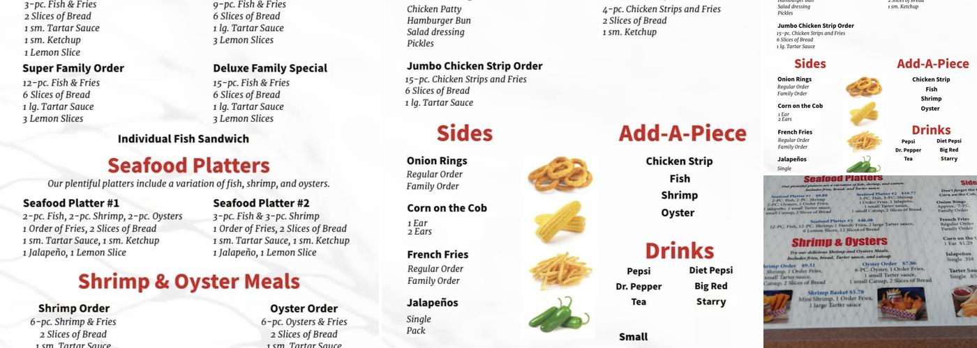 Fred's Fish Fry Menu