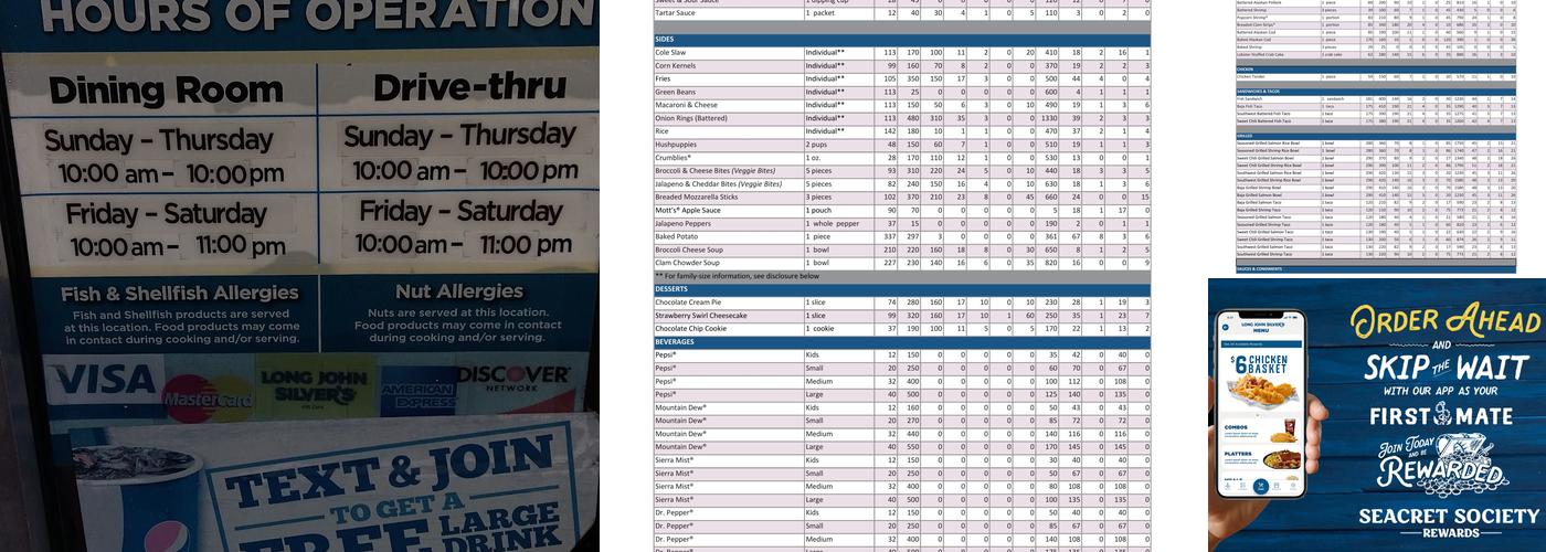 Long John Silver's Menu