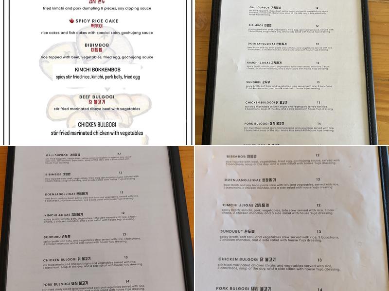 Korea House Restaurant Menu