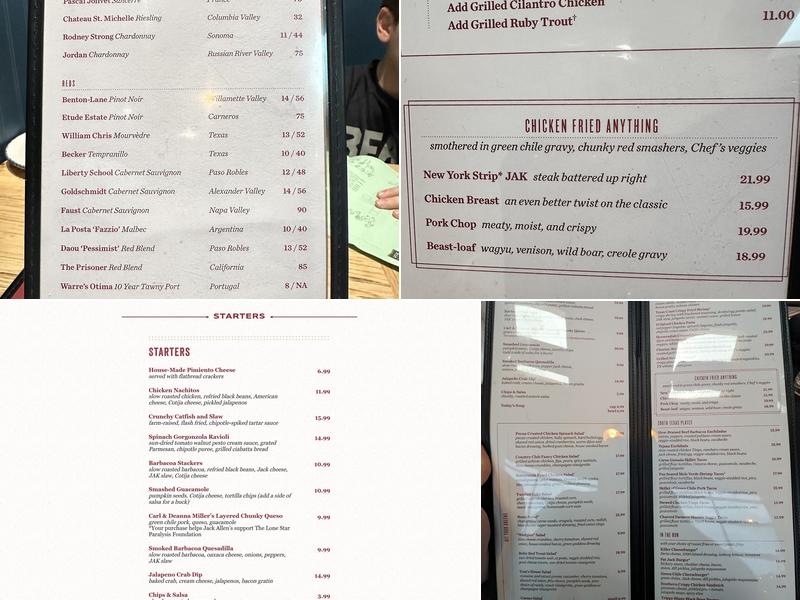 Jack Allen's Kitchen Menu