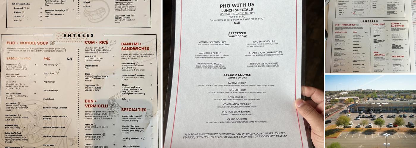 Pho With Us Menu