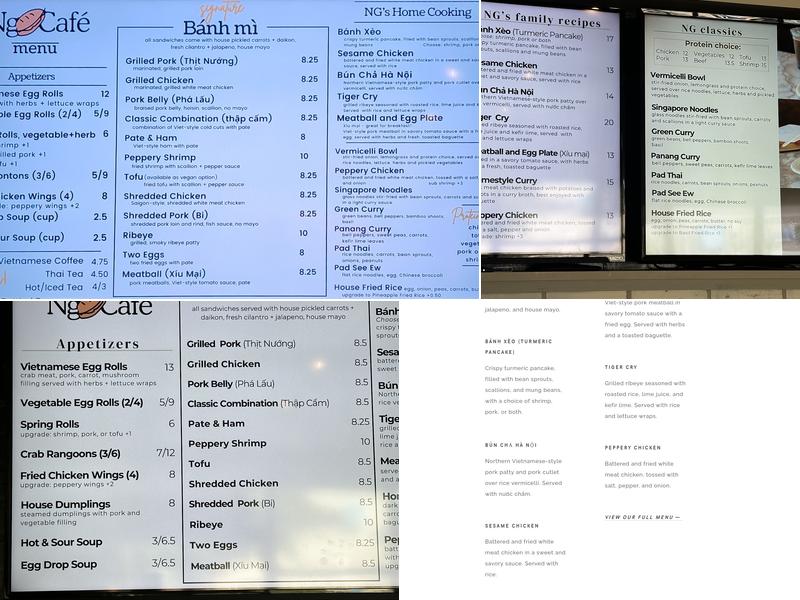 NG Cafe Menu