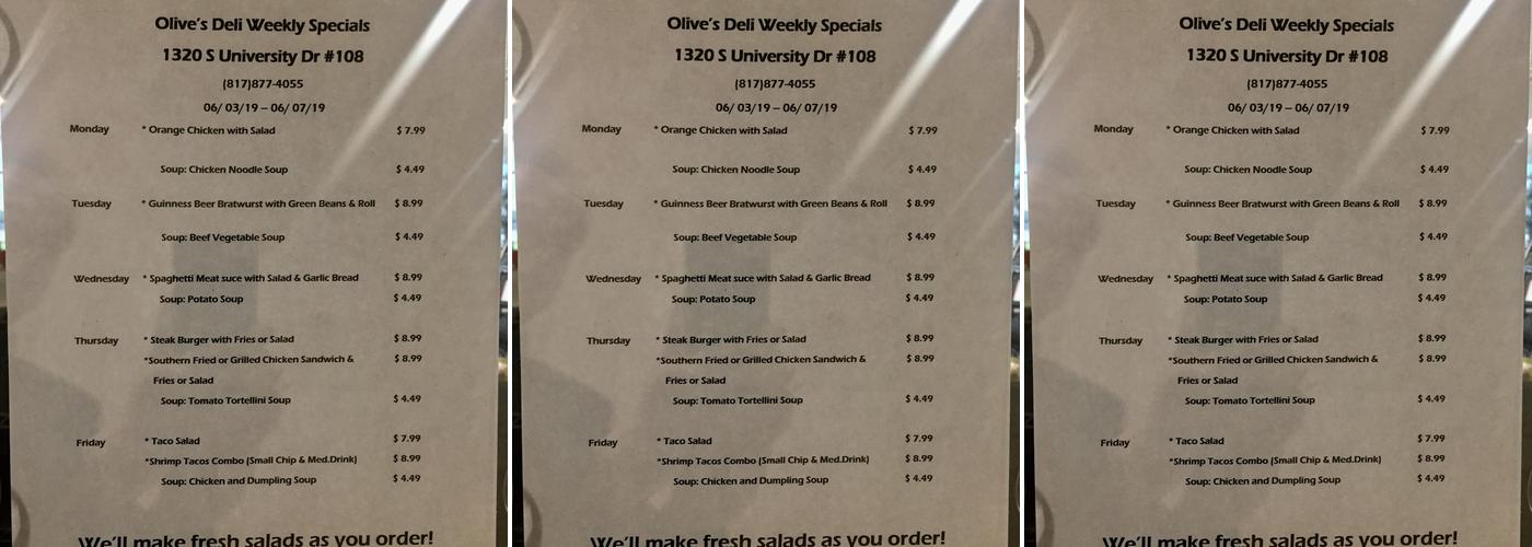 Olives Menu