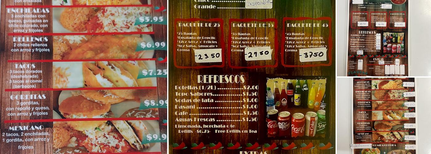 Flautas Palys Menu