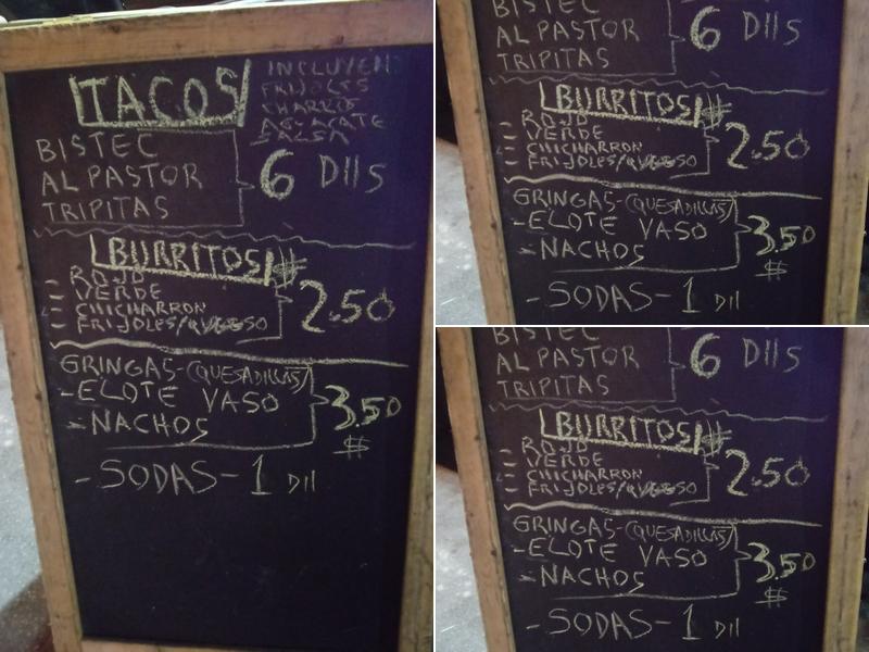 Sabroso Shop Menu