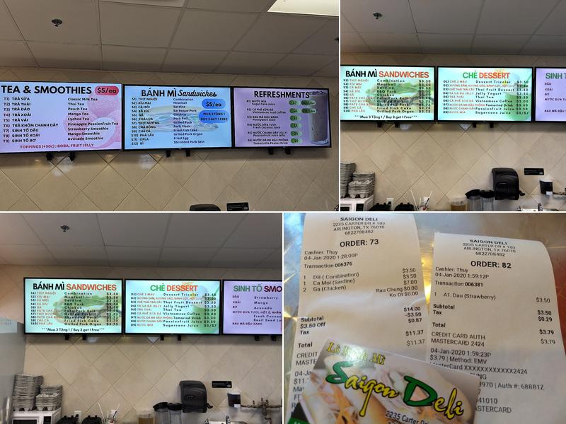 Saigon Deli Sandwich Menu