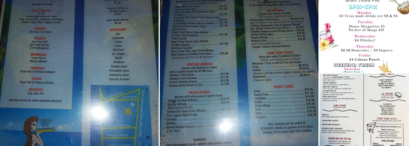 Laguna Reef Restaurant Menu