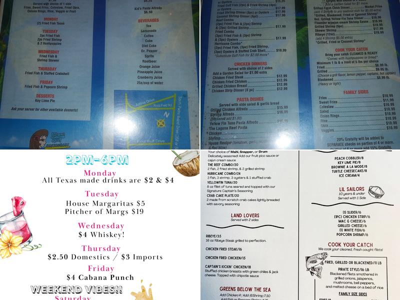 Laguna Reef Restaurant Menu