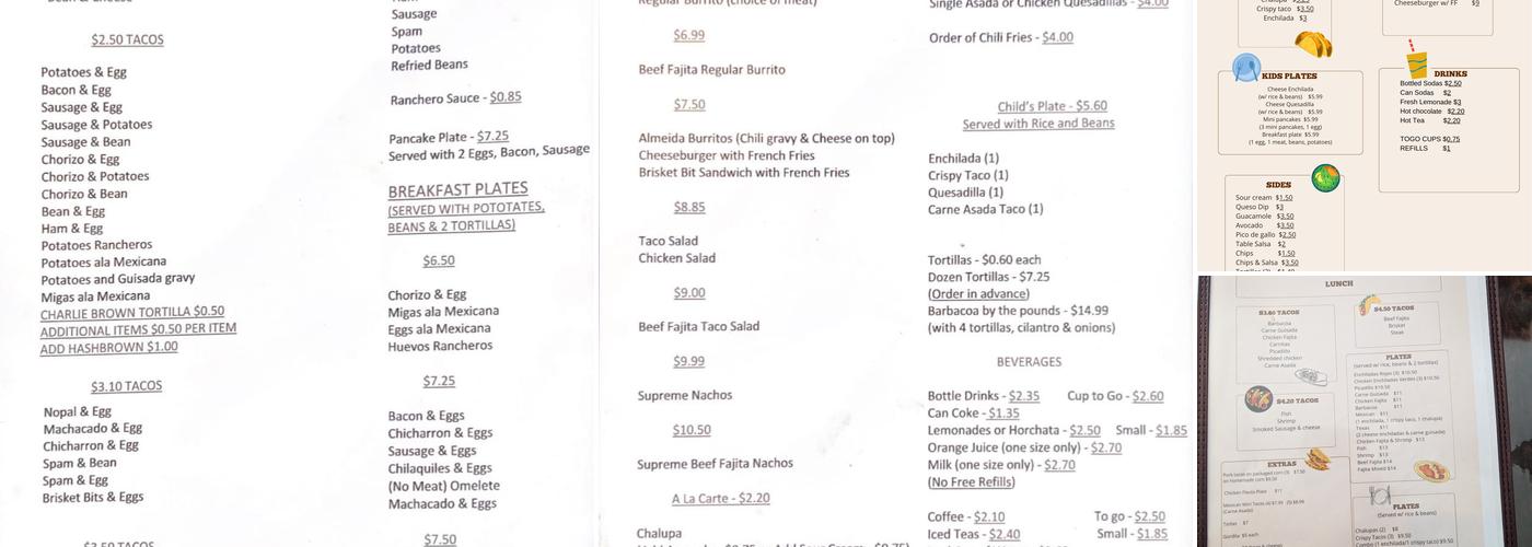 Taqueria Almeida #3 Menu