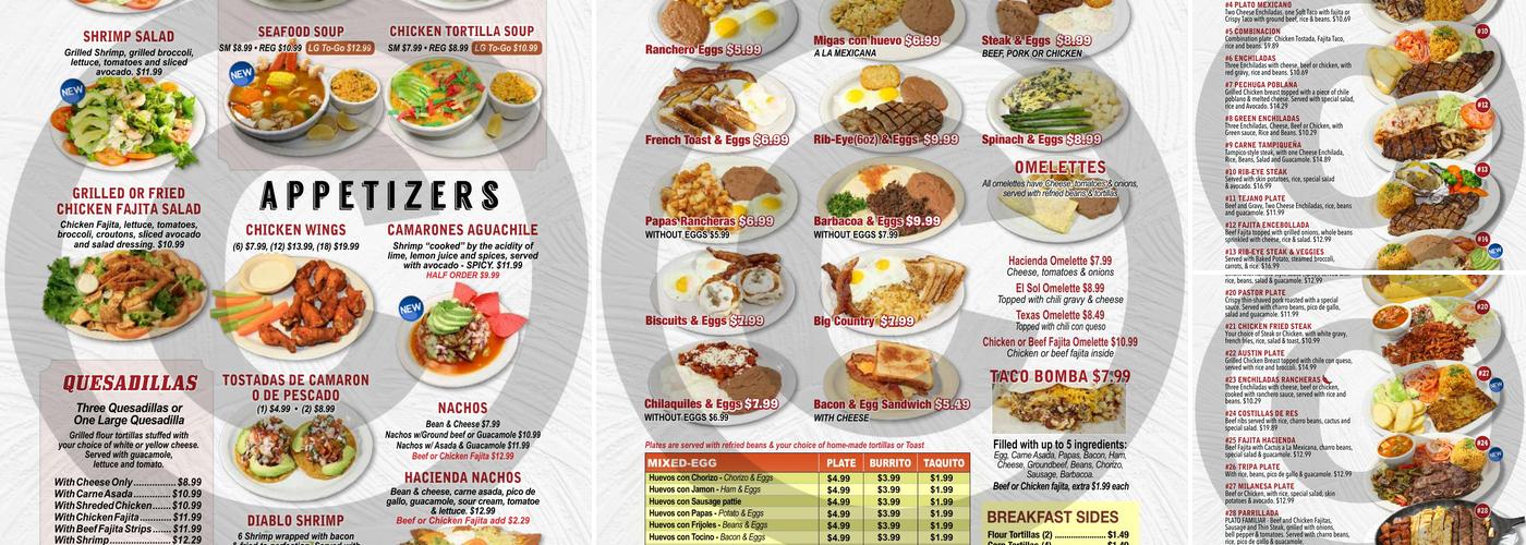 El Sol de Mexico Menu