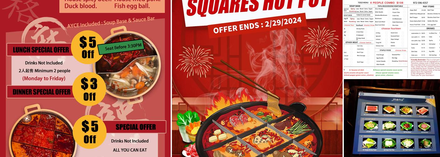 Squares Hot Pot Menu