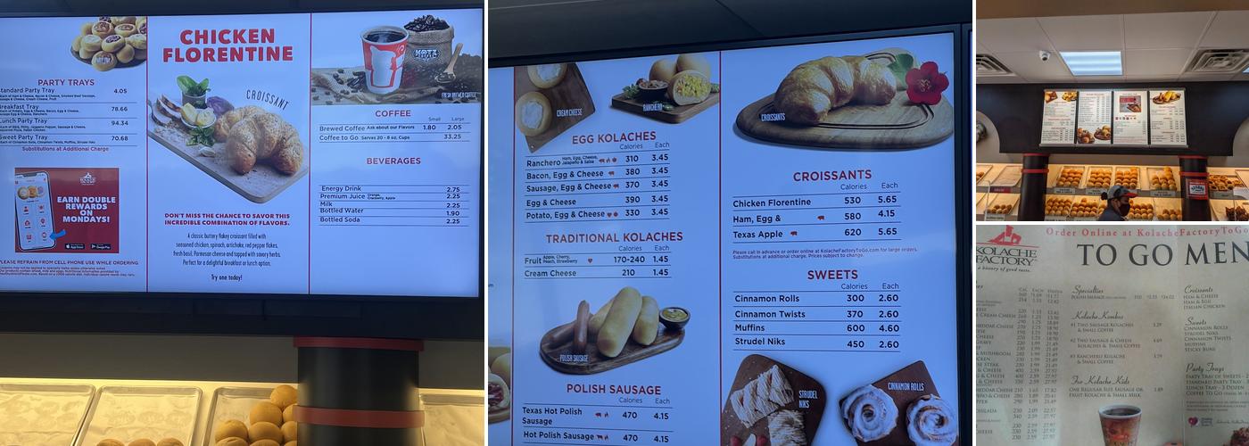 Kolache Factory Menu