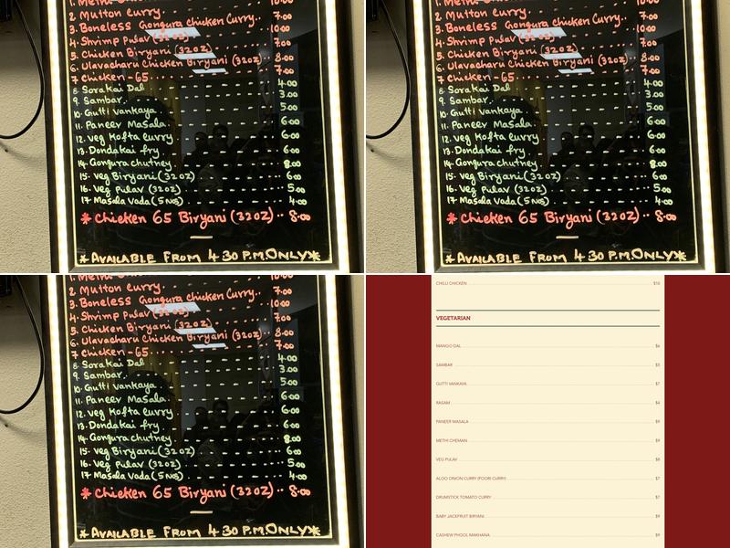 Padma's Kitchen Menu