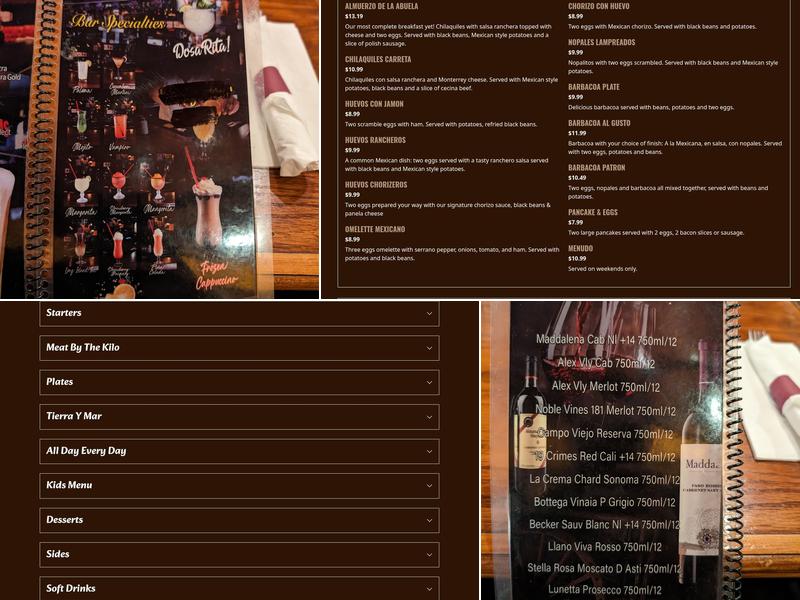 La Carreta Carnes Asadas Menu