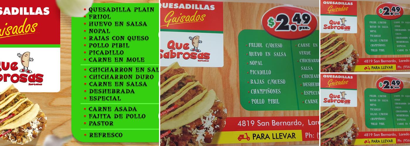 Quesabrosas Menu