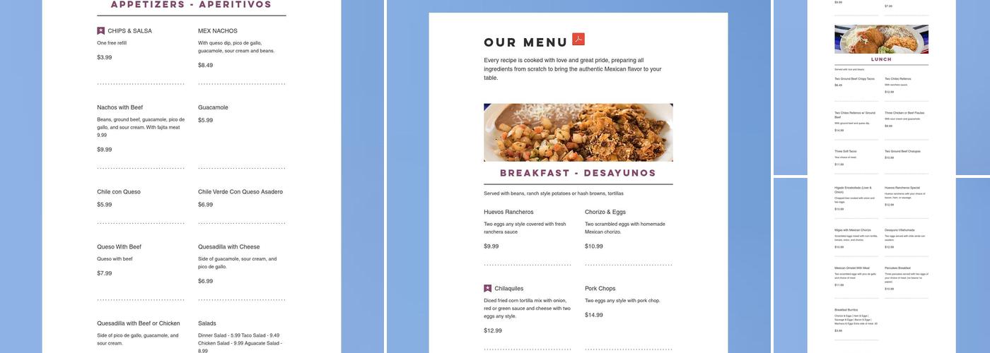 Mar y Tierra Menu