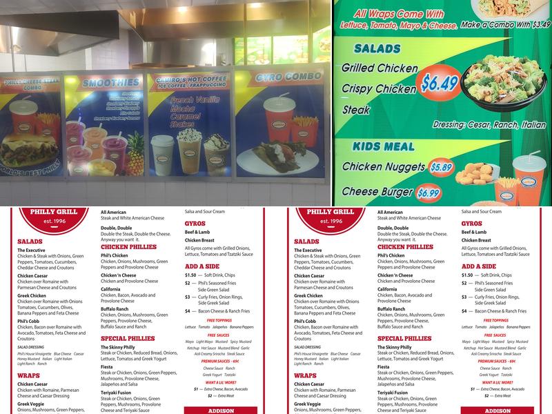 CJ's Philly Steaks Menu