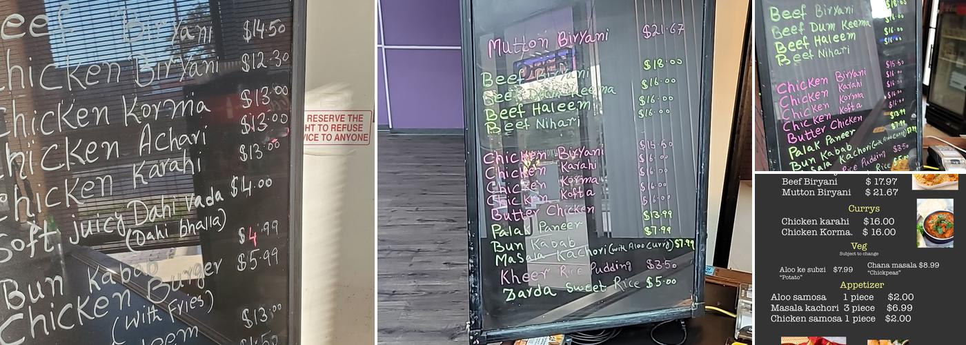 Aslam Biryani Menu