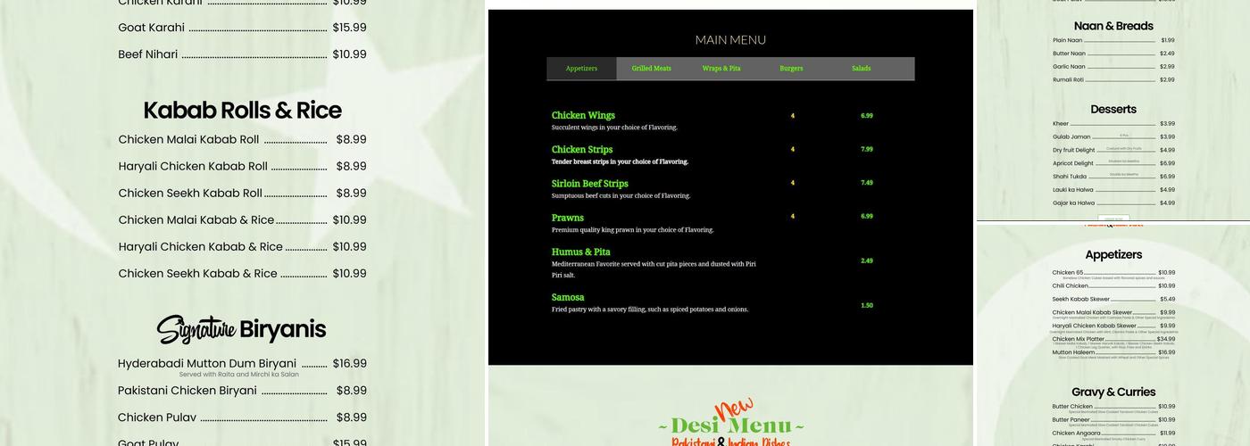 Poblanos Piri Piri Menu