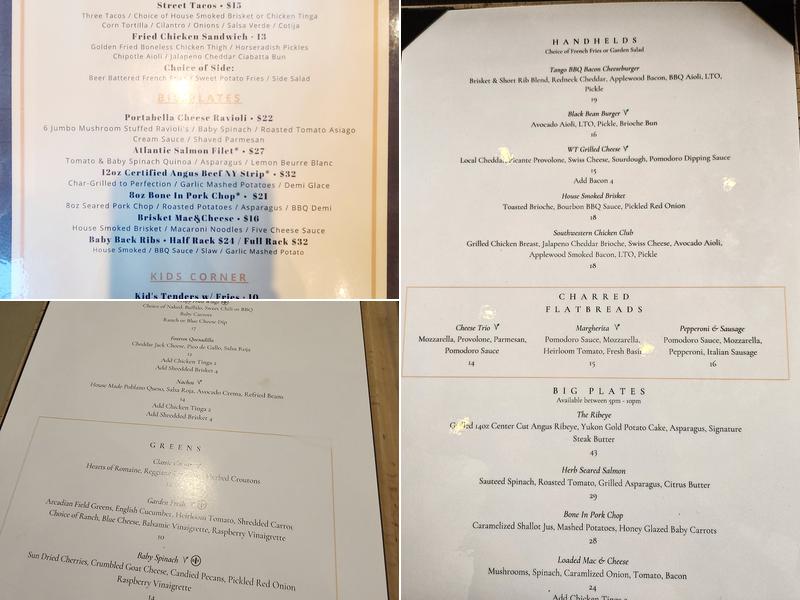 Whiskey Tango Bar & Grill Menu