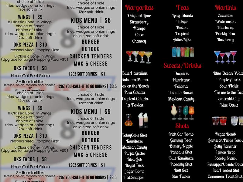 Dk's Stix And Stuff Menu