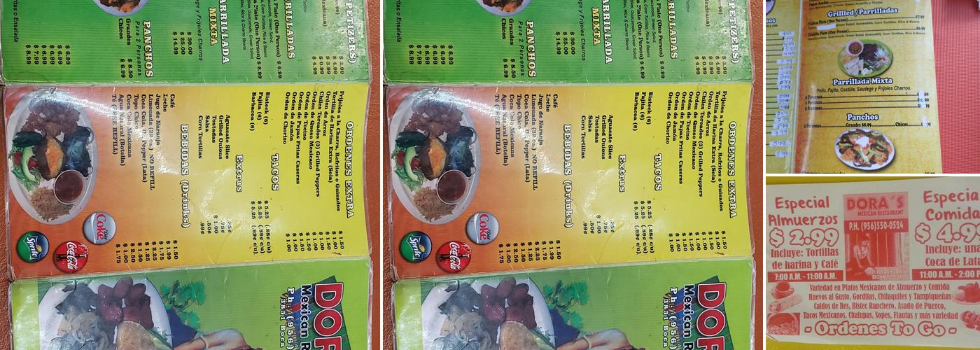 Dora's Menu