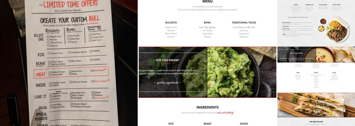 Bullritos Menu