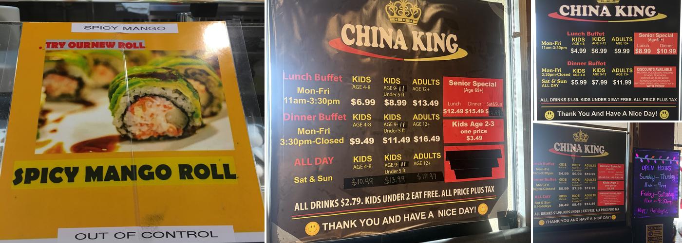 China King Menu