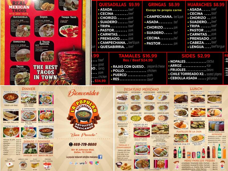 La popular panadería #3 Menu