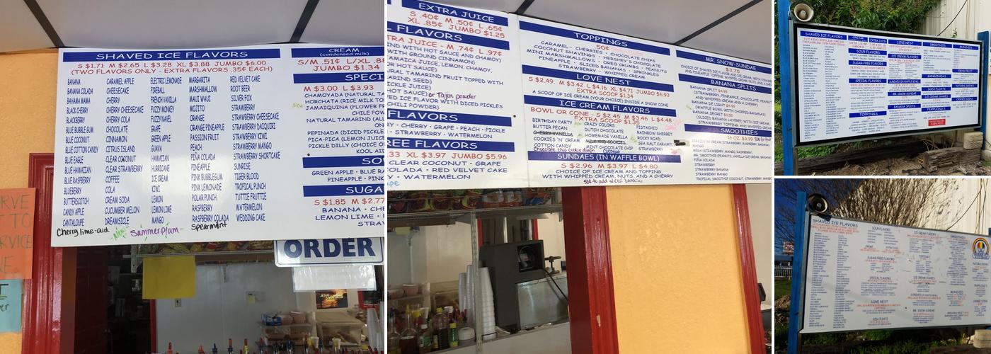 Mr SNOW Menu